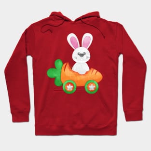 Watercolor Easter Bunny Carrot Car Hoodie